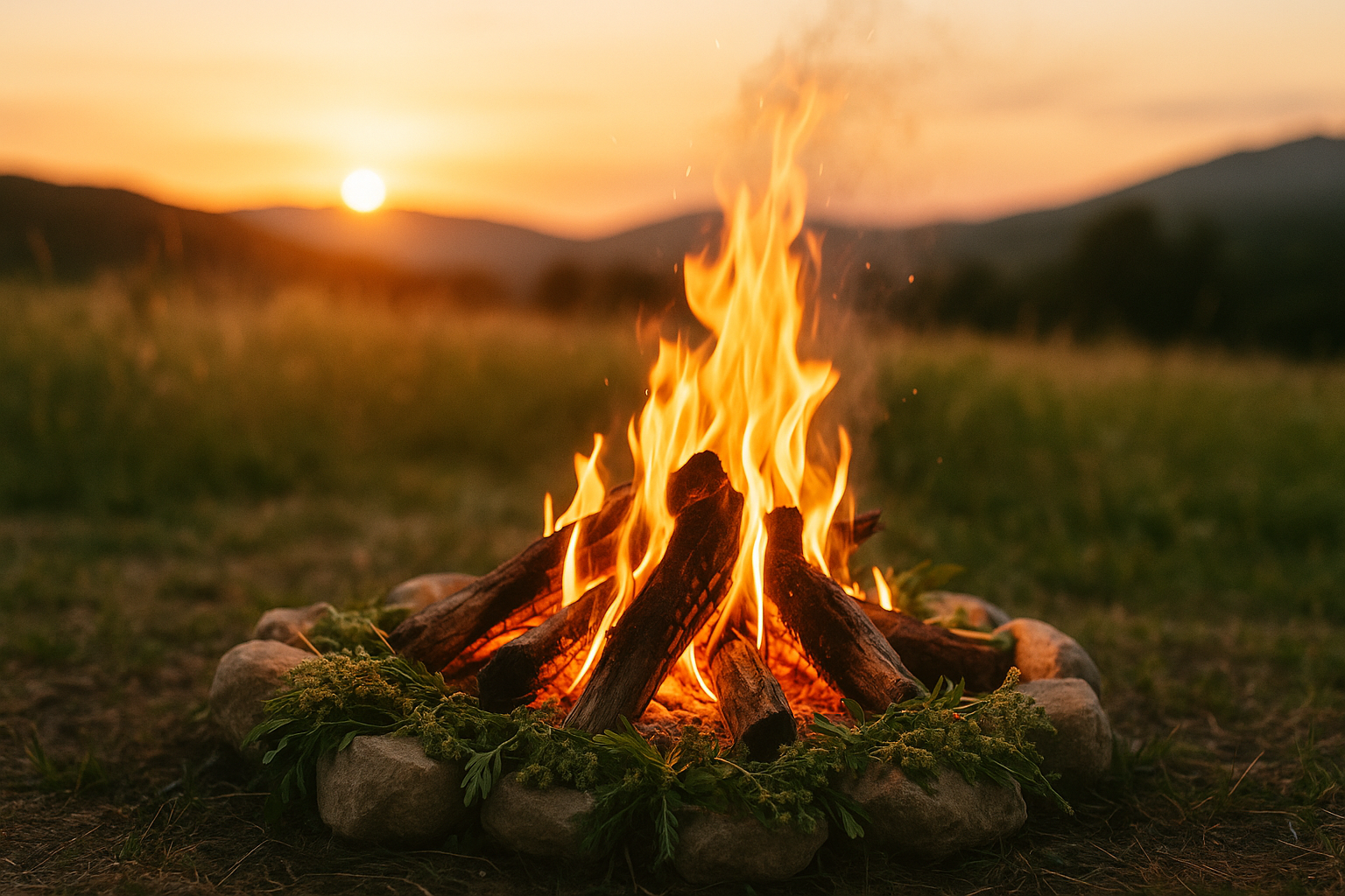 Ein leuchtendes Feuer zu Litha – Symbol für die Kraft der Sonne. | ©Rauchfein Räucherwerk